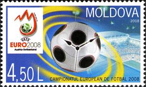 Stamp, Ball and emblem of championship, Moldova,  