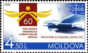 Stamp, 60th Anniversary of Declaration of Human Rights, Moldova,  