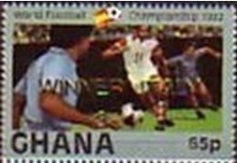 Stamp, Overprinted, Ghana,  , Football (Soccer)