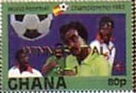 Stamp, Overprinted, Ghana,  , Football (Soccer)