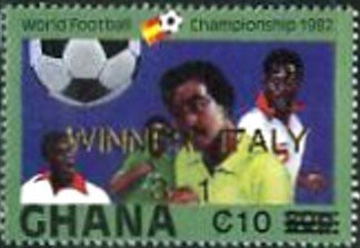 Stamp, Surcharged, Ghana,  , Football (Soccer)