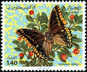 Stamp, Two-tailed Pasha (Charaxes jasius), Algeria,  , Butterflies