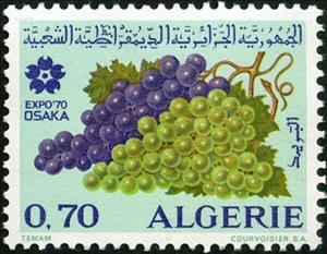 Stamp, Grapes, Algeria,  , Fruits, World Exhibitions, Plants (Flora)