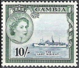 Stamp, Ship“the Lady Right“, Gambia,  
