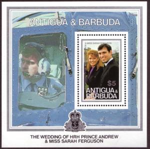 Souvenir Sheet, Couple, Antigua and Barbuda,  , Helicopters, Pilots, Aviation