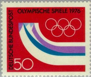 Stamp, Stylized mountains in the form of runners, Germany, Federal Republic,  , Special Occasions, Sport, Olympic Games