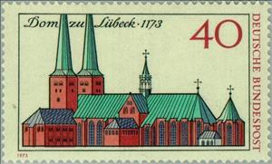 Stamp, Lubeck Cathedral, Germany, Federal Republic,  , Buildings, UNESCO World Heritage Sites, Churches - Cathedrals - Basilicas - Chapels, Anniversaries and Jubilees