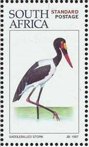 Stamp, Saddle-billed Stork (Ephippiorhynchus senegalensis), South Africa,  , Birds, Storks, Animals (Fauna)
