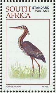 Stamp, Purple Heron (Ardea purpurea), South Africa,  , Birds, Animals (Fauna)