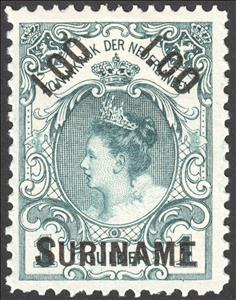 Stamp, Queen Wilhelmina (1880-1962), with crown, Suriname,  