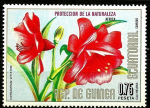 Stamp, Hippeastrum vittatum, Equatorial Guinea,  , Flowers, Plants (Flora)