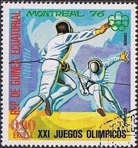 Stamp, Fencing, Equatorial Guinea,  , Sport, Olympic Games, Martial Arts, Fencing