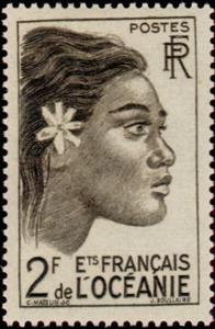 Stamp, Profile vahiné, French Colonies,  