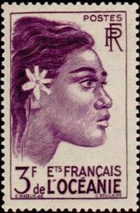 Stamp, Profile vahiné, French Colonies,  