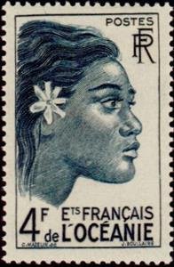 Stamp, Profile vahiné, French Colonies,  