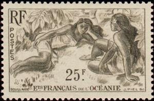 Stamp, Vahines beach, French Colonies,  