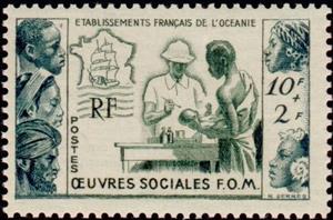 Stamp, Social works in favor of the Overseas France, French Colonies,  