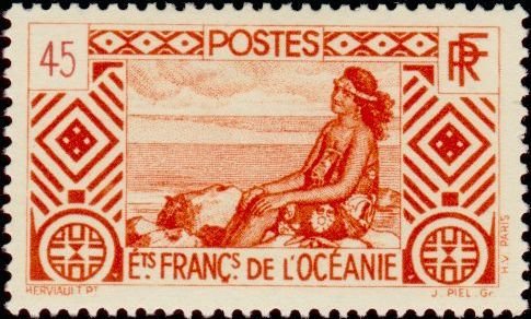 Stamp, Tahitian, French Colonies,  