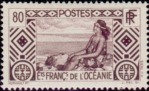 Stamp, Tahitian, French Colonies,  