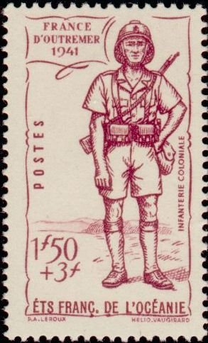 Stamp, Defense of the Empire, French Colonies,  