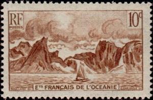 Stamp, Rocky Shore, French Colonies,  