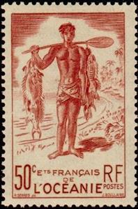 Stamp, Fisherman, French Colonies,  
