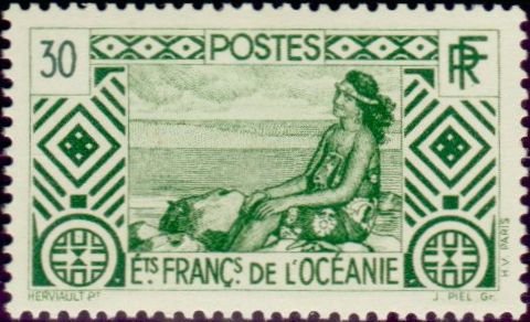 Stamp, Tahitian, French Colonies,  