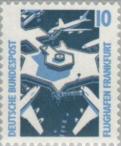 Stamp, Frankfurt Airport, Germany, Federal Republic,  , Vehicles, Airports, Aviation, Aircrafts