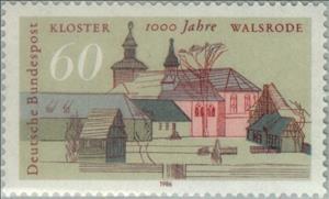 Stamp, Walsrode and Monastery Walsrode, Germany, Federal Republic,  , Religion, Monasteries, Townscapes / City Views, Churches - Cathedrals - Basilicas - Chapels, Anniversaries and Jubilees