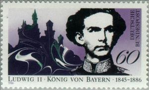 Stamp, King Ludwig II, Germany, Federal Republic,  , Famous People, Music, Architecture, Kings, Castles, Buildings