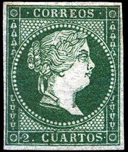 Stamp, Queen Isabel II, Spain,  