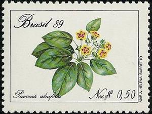 Stamp, Pavonia alnifolia, Brazil,  , Plants (Flora)