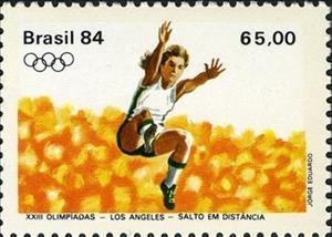 Stamp, XXIII Olimpic Games - Los Angeles, Brazil,  , Sport, Olympic Games, Long Jump