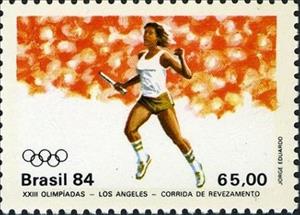 Stamp, XXIII Olimpic Games - Los Angeles, Brazil,  , Sport, Olympic Games, Running