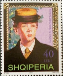 Stamp, Breakfast in the Atelier (Detail), Albania,  , Paintings, Art