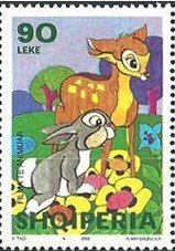 Stamp, Bambi, Albania,  , Cartoons, Comics