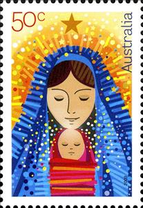 Stamp, Mary & Jesus, Australia,  , Christmas