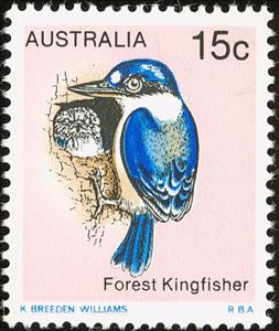 Stamp, Forest Kingfisher (Halcyon macleayii), Australia,  , Birds, Animals (Fauna), Kingfishers