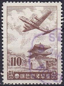 Stamp, Airplane and East-door, Seoul, Korea, South,  , Aviation, Buildings, Airlines, Aircrafts