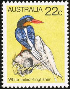 Stamp, Buff-brested Paradise Kingfisher (Tanysiptera sylvia), Australia,  , Birds, Animals (Fauna), Kingfishers