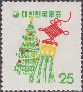 Stamp, Christmas tree and tassels, Korea, South,  , Christmas