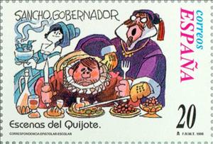 Stamp, School Correspondence. Don Quixote, Spain,  , Famous People, Books, Middle Ages