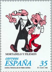 Stamp, Comics: Mortadelo and Filemón, Spain,  , Cartoons, Comics