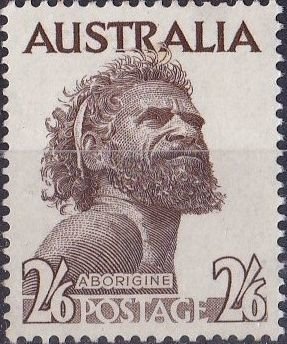Stamp, Aborigine, toned paper, Australia,  