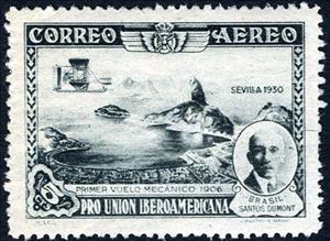 Stamp, Spanish-American Exhibition, Seville, Spain,  , Famous People, Pilots, Aviation, Sea, Aircrafts