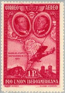 Stamp, Spanish-American Exhibition, Seville, Spain,  , Famous People, Cartography, Maps, Expositions, Pilots, Aviation, Aircrafts
