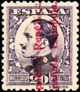 Stamp, King Alfonso XIII, overprint, Spain,  , Heads of State, Kings