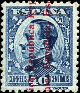 Stamp, King Alfonso XIII, overprint, Spain,  