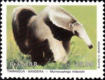 Stamp, Giant Anteater (Myrmecophaga tridactyla), Brazil,  , Mammals, Animals (Fauna)