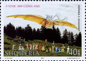 Stamp, Flying vehicle Éole III of Clément Ader, Albania,  , Aviation, Aircrafts